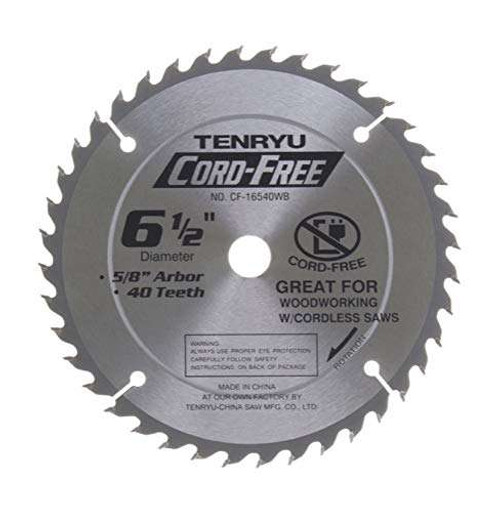 Tenryu 6-1/2" 40T 5/8" Arbor, 0.059 Kerf, 3900 Rpm, Cordless Trim (CF-16540WB)