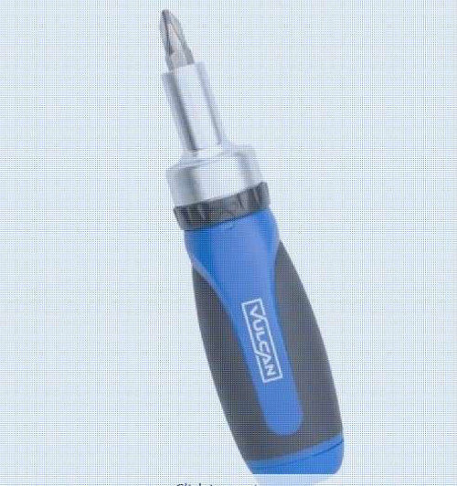 Vulcan, Screwdriver Ratchet, No 0, No 1, No 2, 3/16, 1/4 Drive, Philips & Slotted Drive, 4-1/2 OAL, Plastic Handle (7210834)