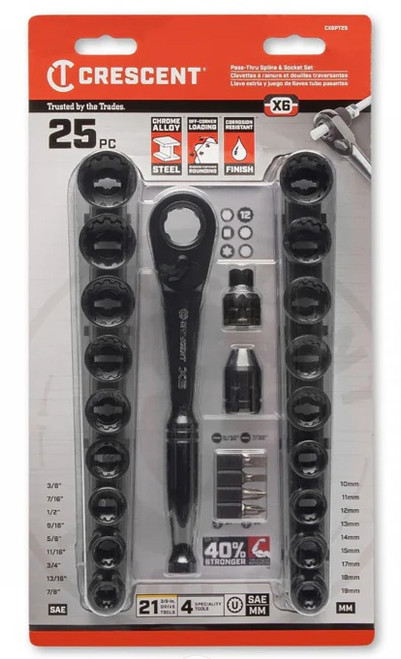 Crescent CX6PT25 25-Piece Pass-Thru Spline & Socket Set