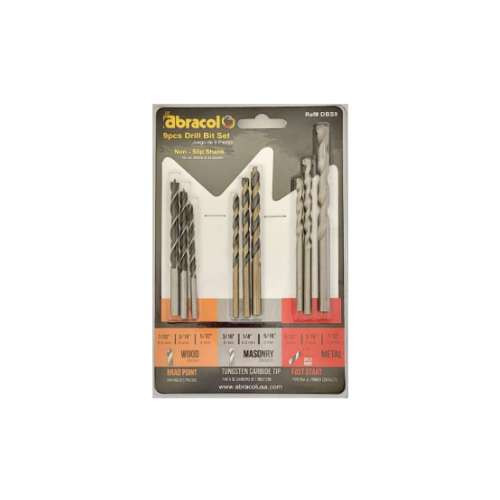 Abracol - 9 Pieces Drill Bit Set Non-Slip Shank DBS9