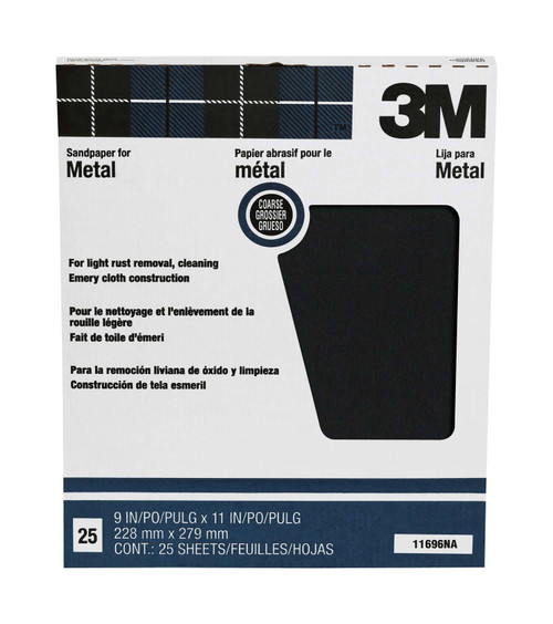 3M (25 Pack) Emery Cloth, Fine Grit, 9"x11"