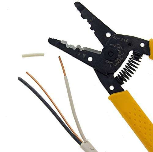 IDEAL Electrical 45-248 14/2 NM T-Stripper - 2/14 AWG, Wire Stripper with Looping Holes, Plier Nose, Spring Loaded Automatic Opening