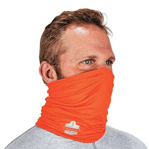Ergodyne Chill-Its 6487 (One Size) Cooling Neck Gaiter, Multiple Ways to Wear Headband or Face Mask,Orange,