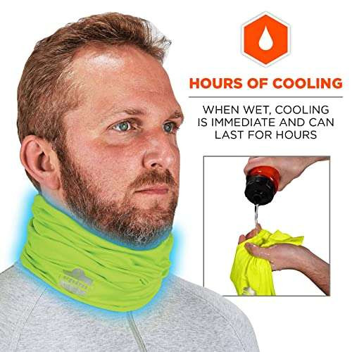 Ergodyne - Chill-Its 6487-0 (One Size) Cooling Neck Gaiter, Multiple Ways to Wear Headband or Face Mask, Hi-Vis Lime
