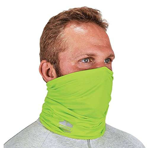 Ergodyne - Chill-Its 6487-0 (One Size) Cooling Neck Gaiter, Multiple Ways to Wear Headband or Face Mask, Hi-Vis Lime