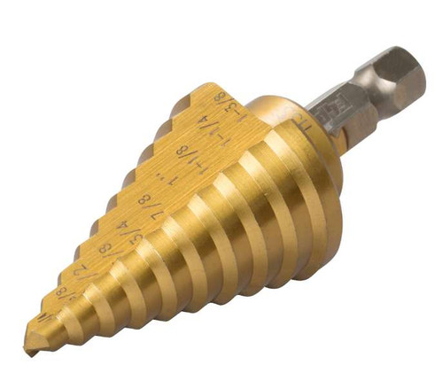 F4P DB6 Titanium Step Drill, 1/4"-1 3/8", 10 step, Split Tip