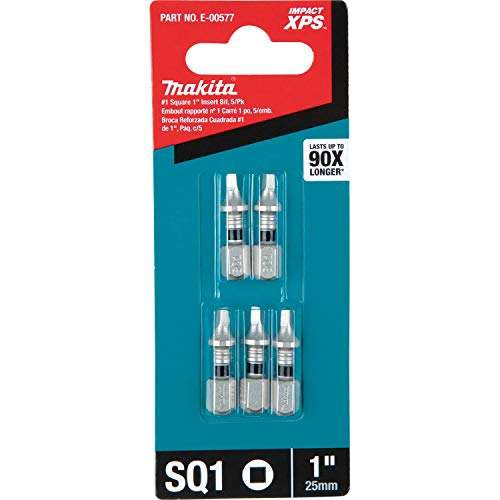 Makita (25 Pack) E-00751 Impact XPS™ #2 Square 1" Insert Bit, Bulk