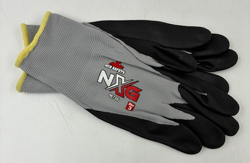 MCR Safety (12 Pair) NXG 13 Gauge Gray Nylon Black Nitrile Foam Coated Palm Work Gloves 9673S