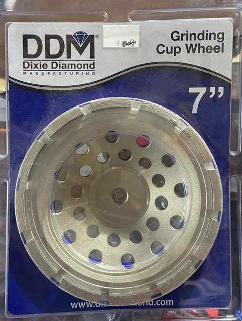 DDM Dixie Diamond 7" x 5/8-11 SCG1 Thread Grinding Concrete Cup Wheel, SCG17THRD