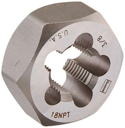 IRWIN Tools 7404 High Carbon Steel Re-Threading Hexagon Taper Pipe Dies - Die 3/8-18NPT Hrt Hanson