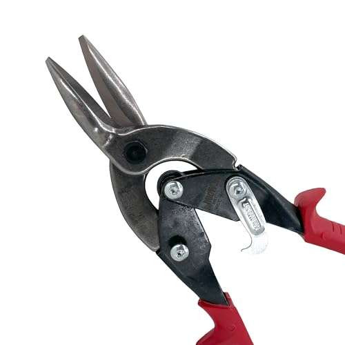 MIDWEST Aviation Snip - Left Cut Regular Tin Cutting Shears with Forged Blade & KUSH'N-POWER Comfort Grips - MWT-6716L