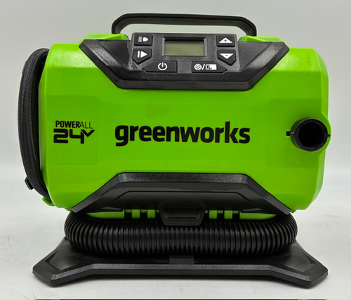 NO BOX - Greenworks ING401 24V Cordless Tire Inflator, 160 PSI Portable Air Compressor, 2 Power Sources, Auto Shut Off - TOOL ONLY