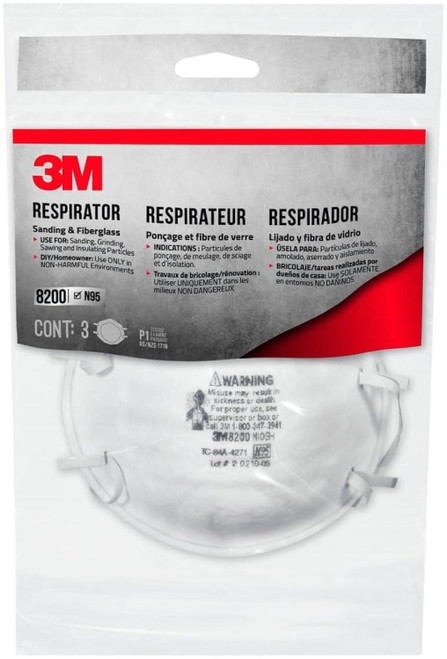 3M (3 Pack) Respirator 8200H3-DC