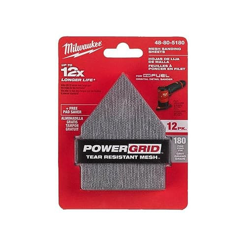 Milwaukee (12 PACK) 48-80-5180  M12 3.75 in. L X 3.625 in. W Aluminum Oxide 180 Grit Sanding Sheet