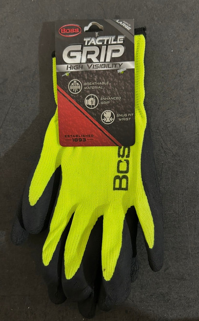 Boss B31282-L Large Tactile Grip High Visibility Gloves