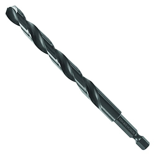 BOSCH BL2151IM 1-Piece 3/8 in. x 5 in. Black Oxide Metal Drill Bit Impact Tough with Impact-Rated Hex Shank for Applications in Steel, Copper, Aluminum, Brass, Oak, MDF, Pine, PVC and More