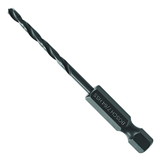 BOSCH BL2134IM 1-Piece 7/64 in. x 2-5/8 in. Black Oxide Metal Drill Bit Impact Tough with Impact-Rated Hex Shank for Applications in Steel, Copper, Aluminum, Brass, Oak, MDF, Pine, PVC and More