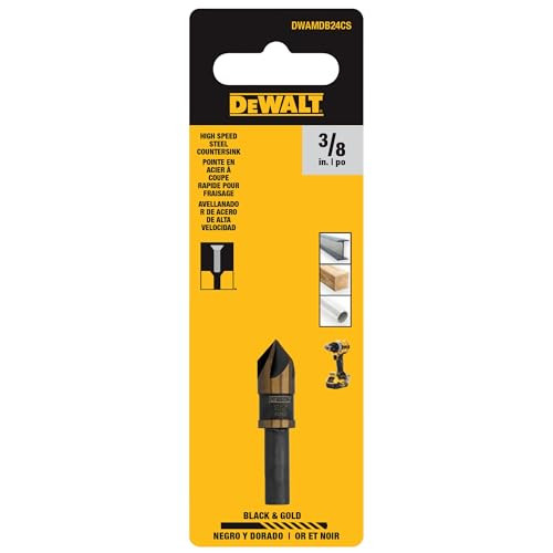 DEWALT (DWAMDB24CS) 3/8 in. High-Speed Steel Countersink Drill Bit, Black and Gold, 82 Deg. Countersink Cutter