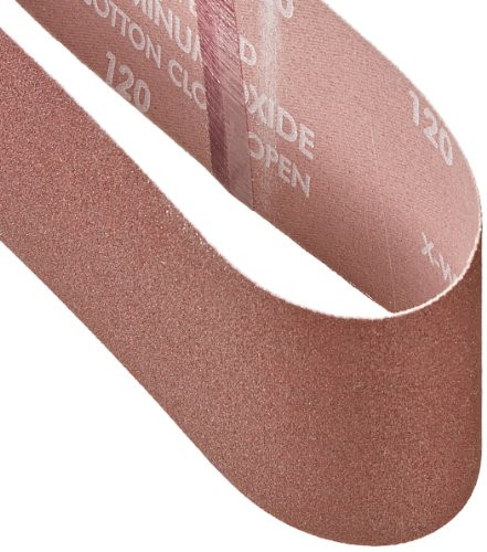 Norton (02065) Portable Abrasive Belt, Cotton Fiber Backing, Aluminum Oxide, 24" Length x 3" Width, Grit 120 Very Fine (1-Pack/5-Belts)