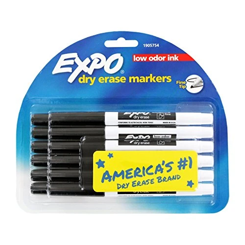 Expo Low Odor Dry Erase Markers (Pack of 12) Fine Point, Black Ink (1905754)