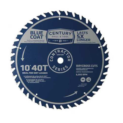 Century Drill & Tool 10213 Construction Series Combination Circular Saw Blade, 10" x 40T