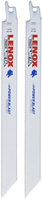 LENOX Tools Metal Cutting Reciprocating Saw Blade with Power Blast Technology, Bi-Metal, 9-inch, 14 TPI, 2/PK
