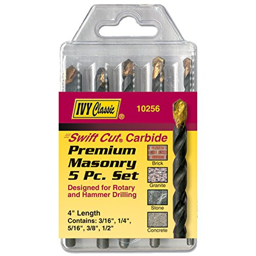 Ivy Classic 10256 5Piece Premium Carbide Masonry Drill Bit Set, Sturdy