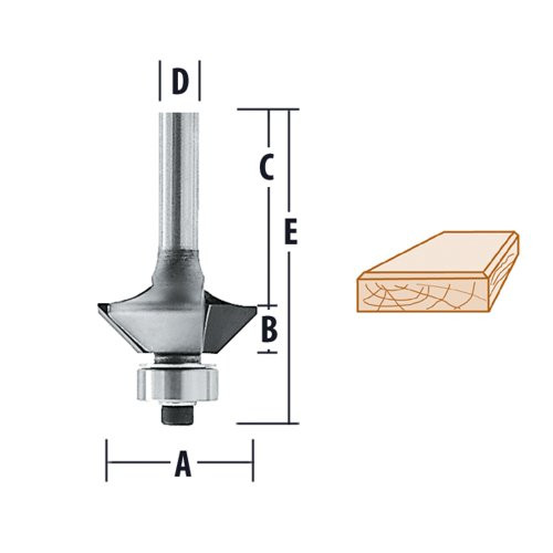 Makita 733128-3A Router Bit, 15 Degree Bevel Trim, 2 Flute, 1/4-Inch SH, C.T.