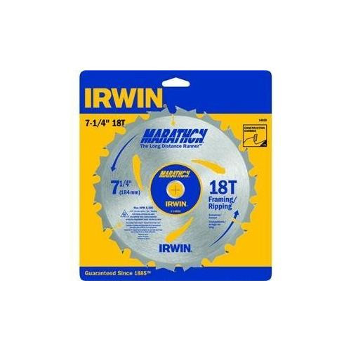 IRWIN Tools MARATHON Carbide Corded Circular Saw Blade, 7 1/4-inch, 18T (14028)