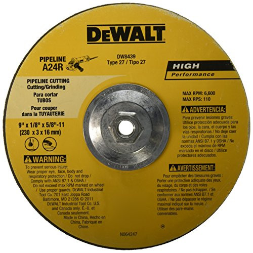 DEWALT DW8439 Pipeline Cut/Grind Wheel, 9-Inch X 1/8-Inch X 5/8-Inch