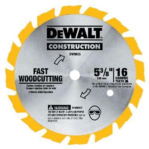 DEWALT DW9055 5-3/8"" x 16 Tooth Fast Woodcutting Carbide Saw Blade