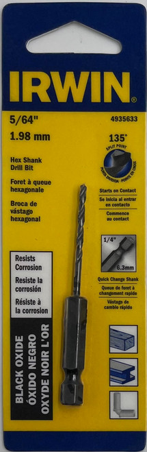 Irwin 4935633 Black Oxide Drill Bit 5/64 in