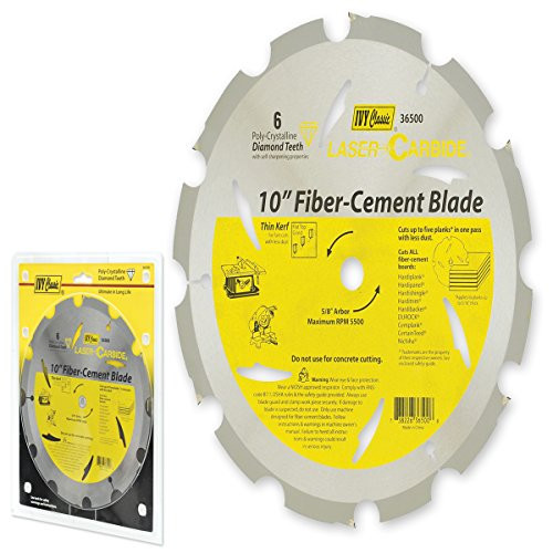 IVY Classic 36500 10-Inch 6 Tooth Fiber-Cement Cutting Poly-Crystalline Diamond Circular Saw Blade with 5/8 Arbor, 1/Card