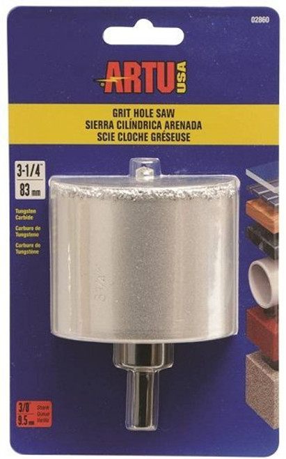 Artu 02860 Hole Saw Tc Grit 3-1/4in W/Arb