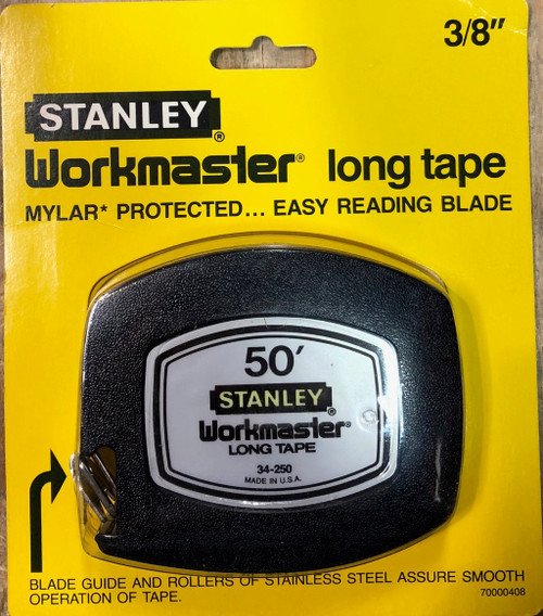 Vintage Stanley 34-250 Workmaster Long Tape, 50' x 3/8", Made in U.S.A.