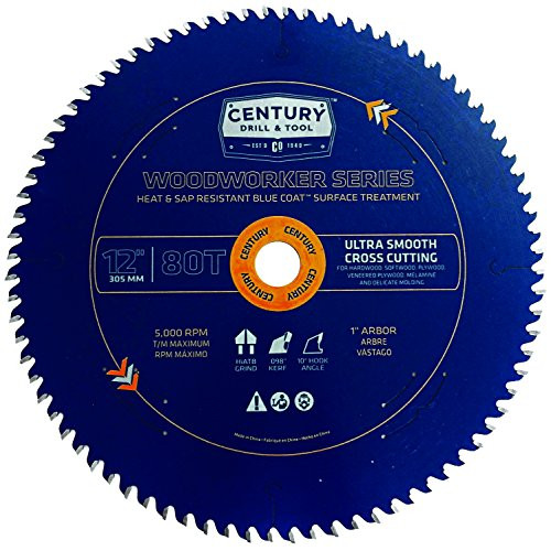 Century Drill & Tool 10608 Woodworker Series Circular Saw Blade, 12" x 80T
