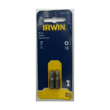 Irwin 3510192C Insert Bit, #3 Phillips, 1/4 in Hex Shank, 1 in L, S2 Steel, 2/PK