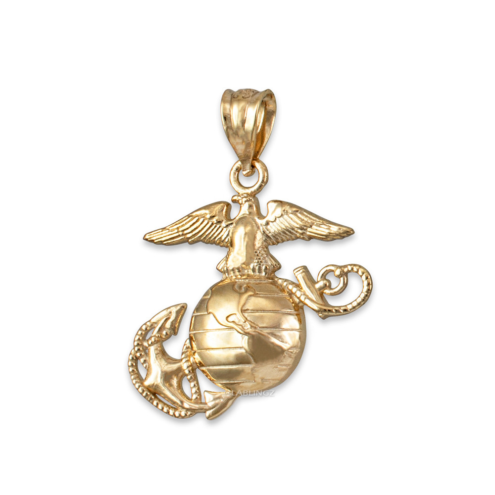 Gold US Marine Corps USMC Womens Charm Necklace