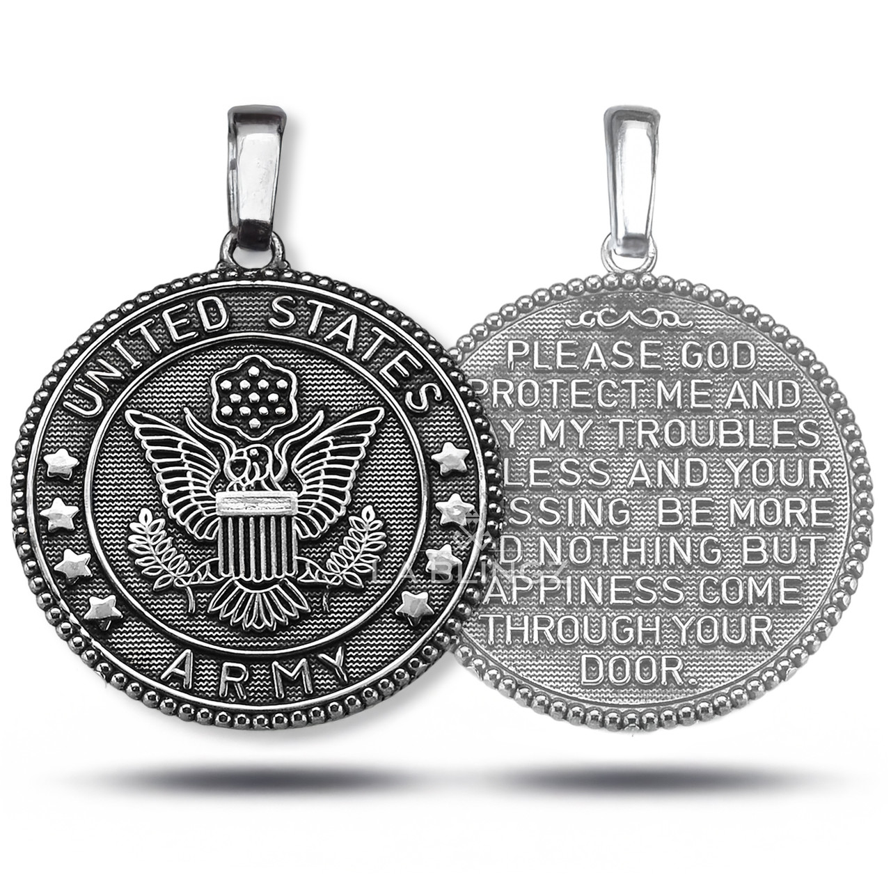 Reversible US Army Sterling Silver Pendant – Oxidized Military