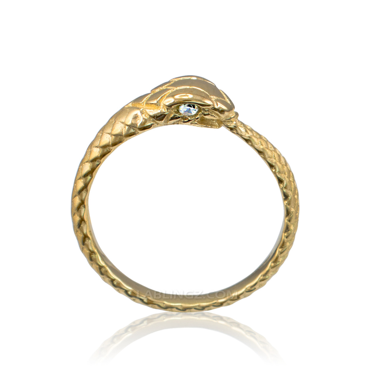 Gold Ouroboros Snake Ladies Diamond Ring