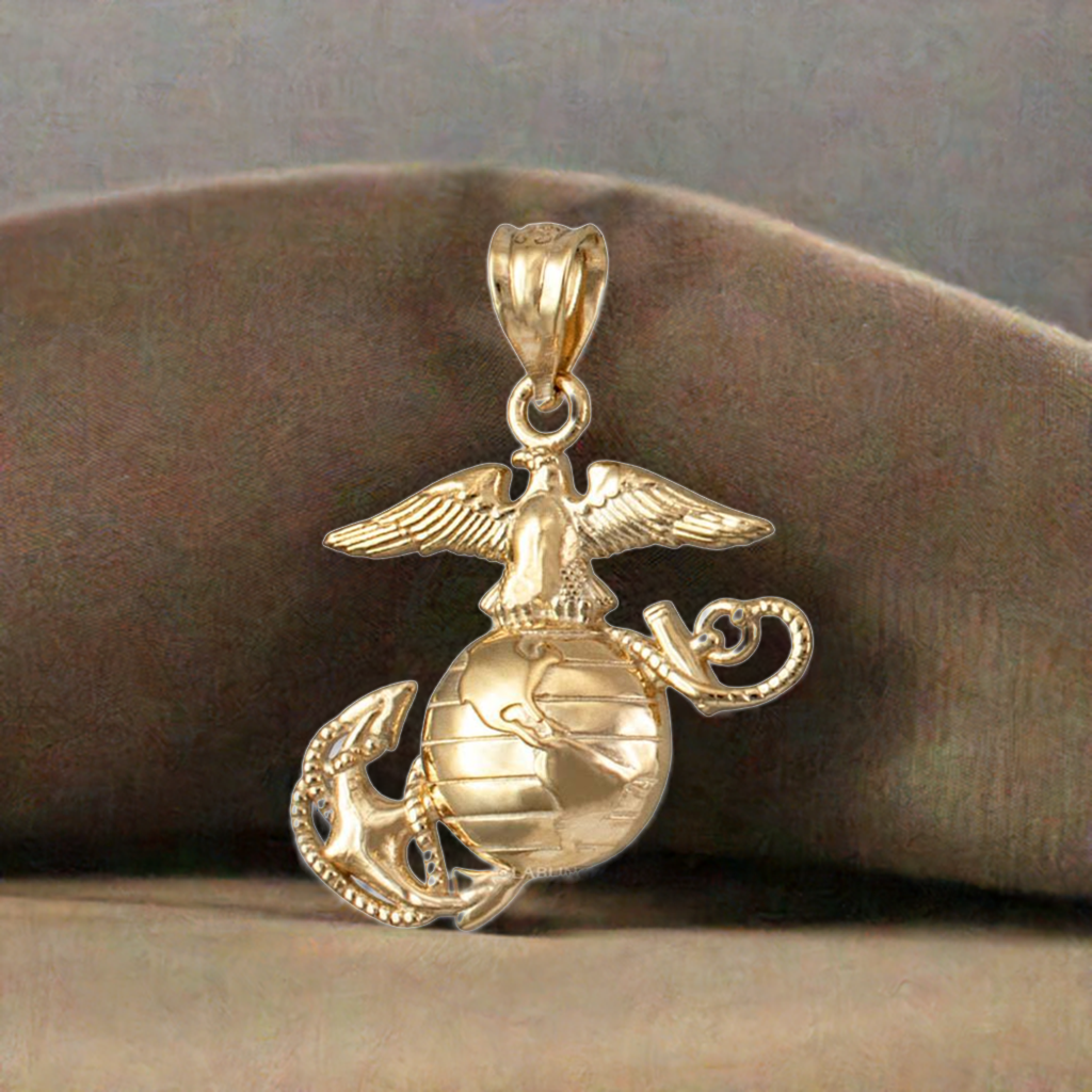 Gold US Marine Corps USMC Charm Pendant