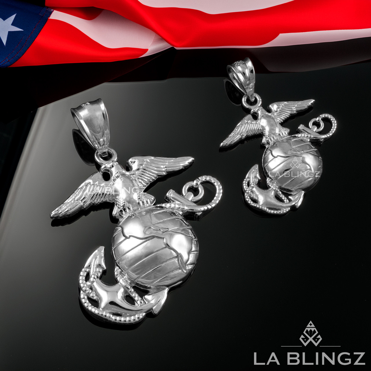 ✨大人気USMC✨極美品★アメリカ軍★ネックレス★シルバー★海兵隊★希少 Sterling Silver US Marine Corps USMC Charm Pendant (2 sizes)