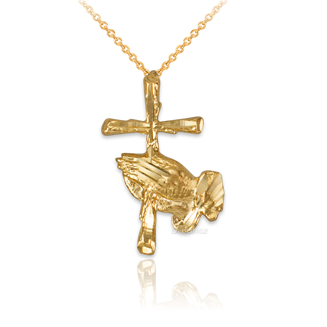 Praying Hands Necklace Charm in 10K Gold | Banter