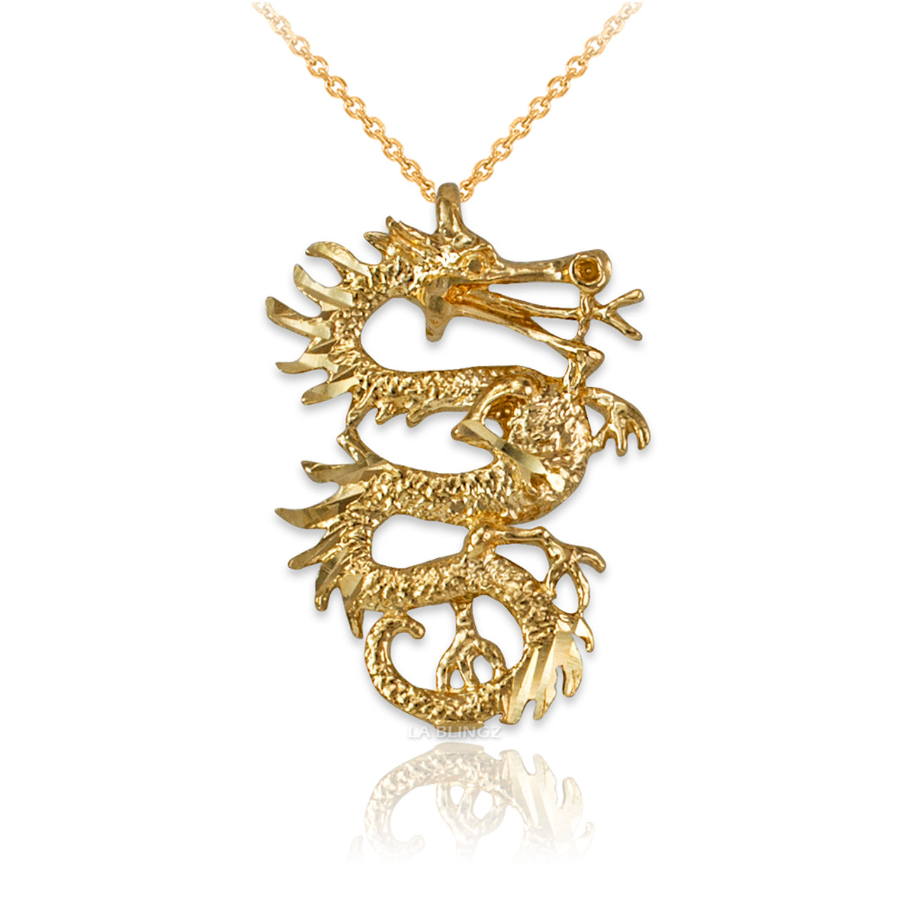 Buy 18k 14k Gold Dragon Necklace Men, Dragon Pendant, Mens Necklace Gold,  Mens Pendant Gold Online in India - Etsy