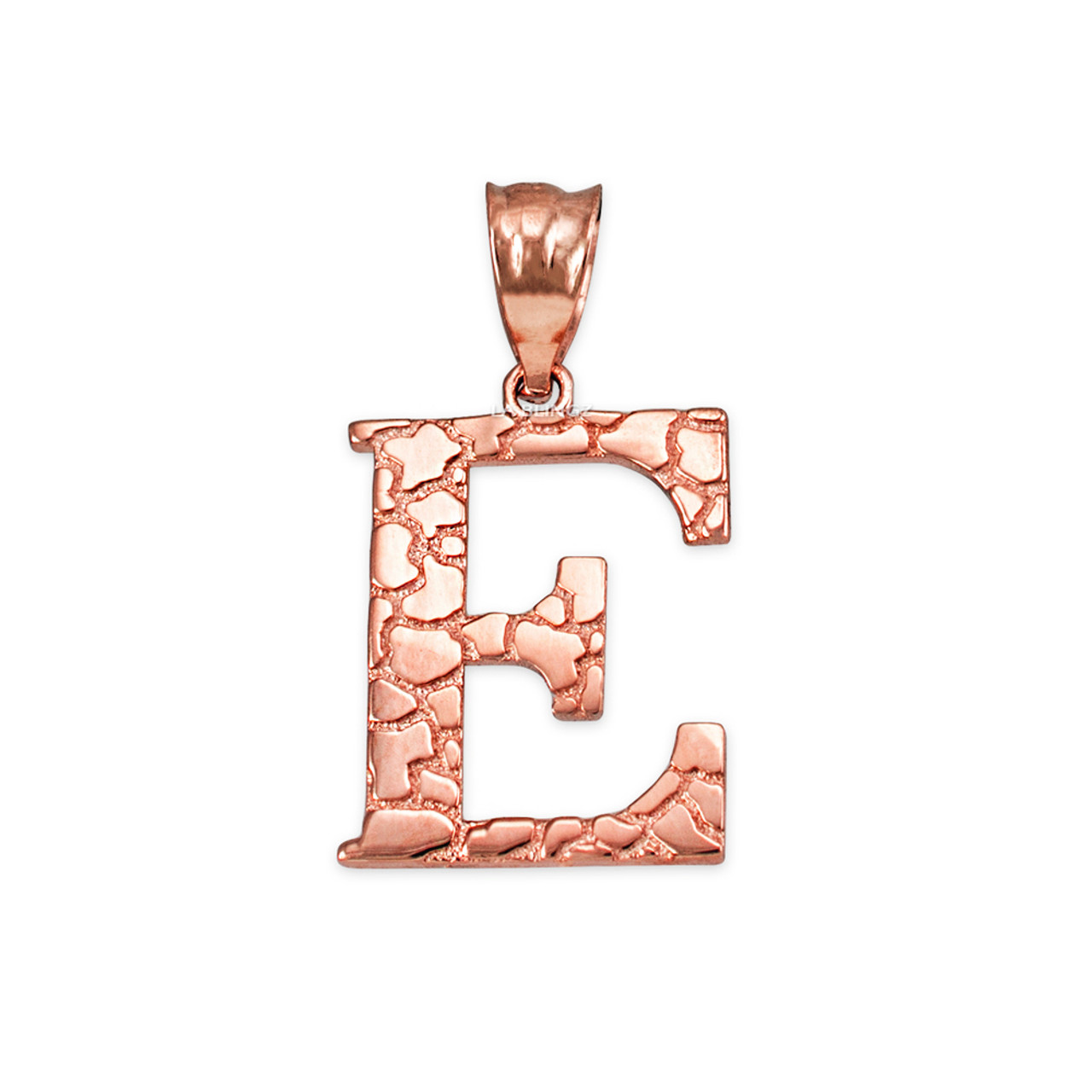 Rose Gold Nugget Initial Letter S Pendant Necklace