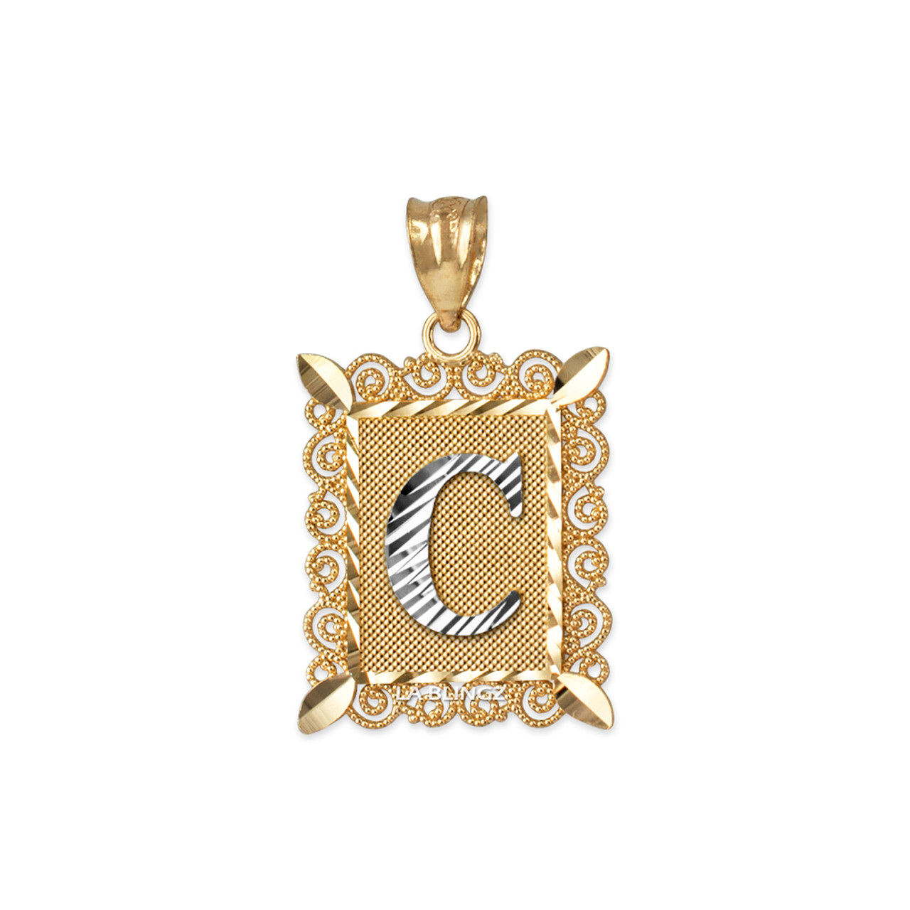 Two-tone Gold Filigree Alphabet Initial Letter 