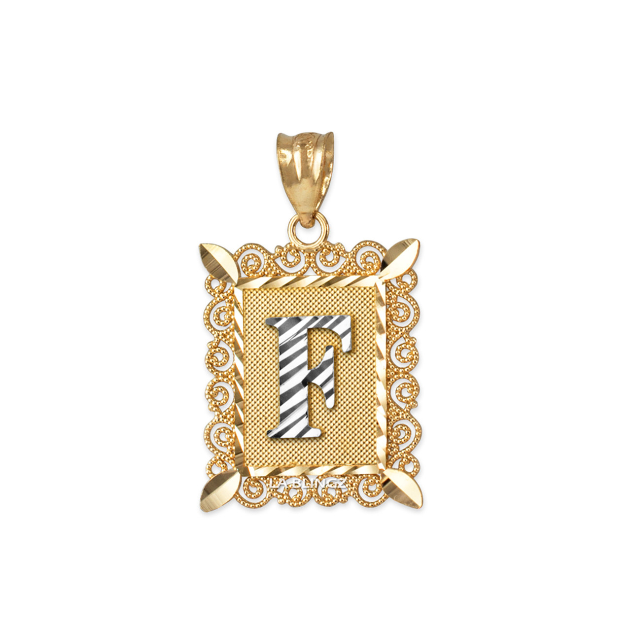 Two-tone Gold Filigree Alphabet Initial Letter 