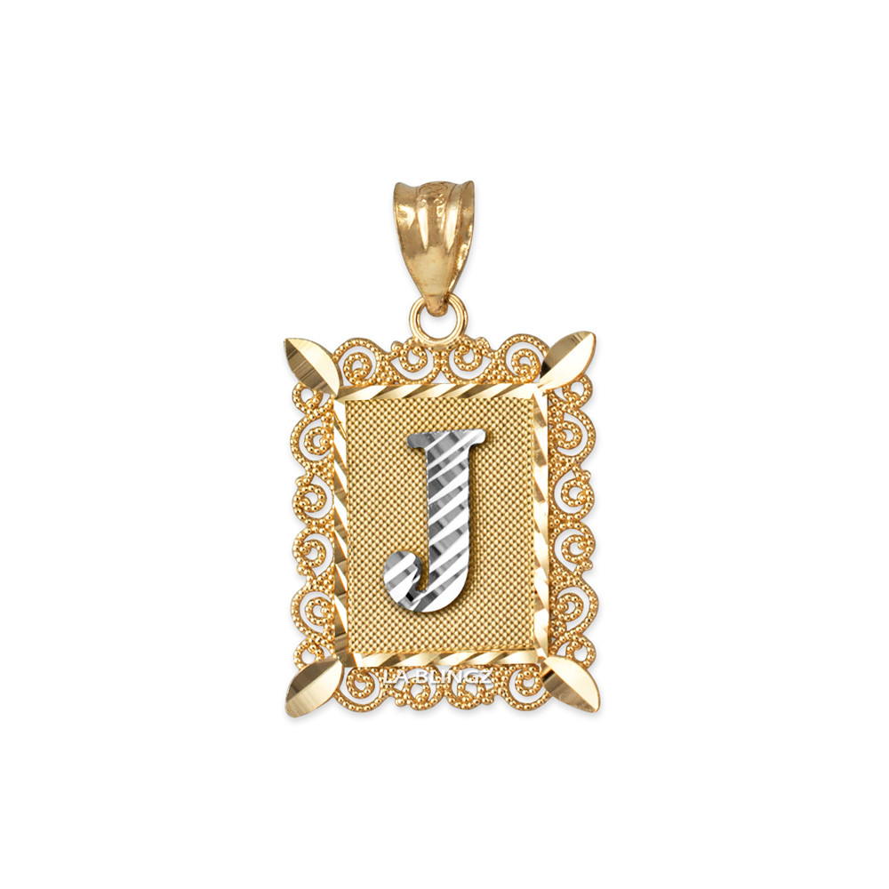 Two-tone Gold Filigree Alphabet Initial Letter 