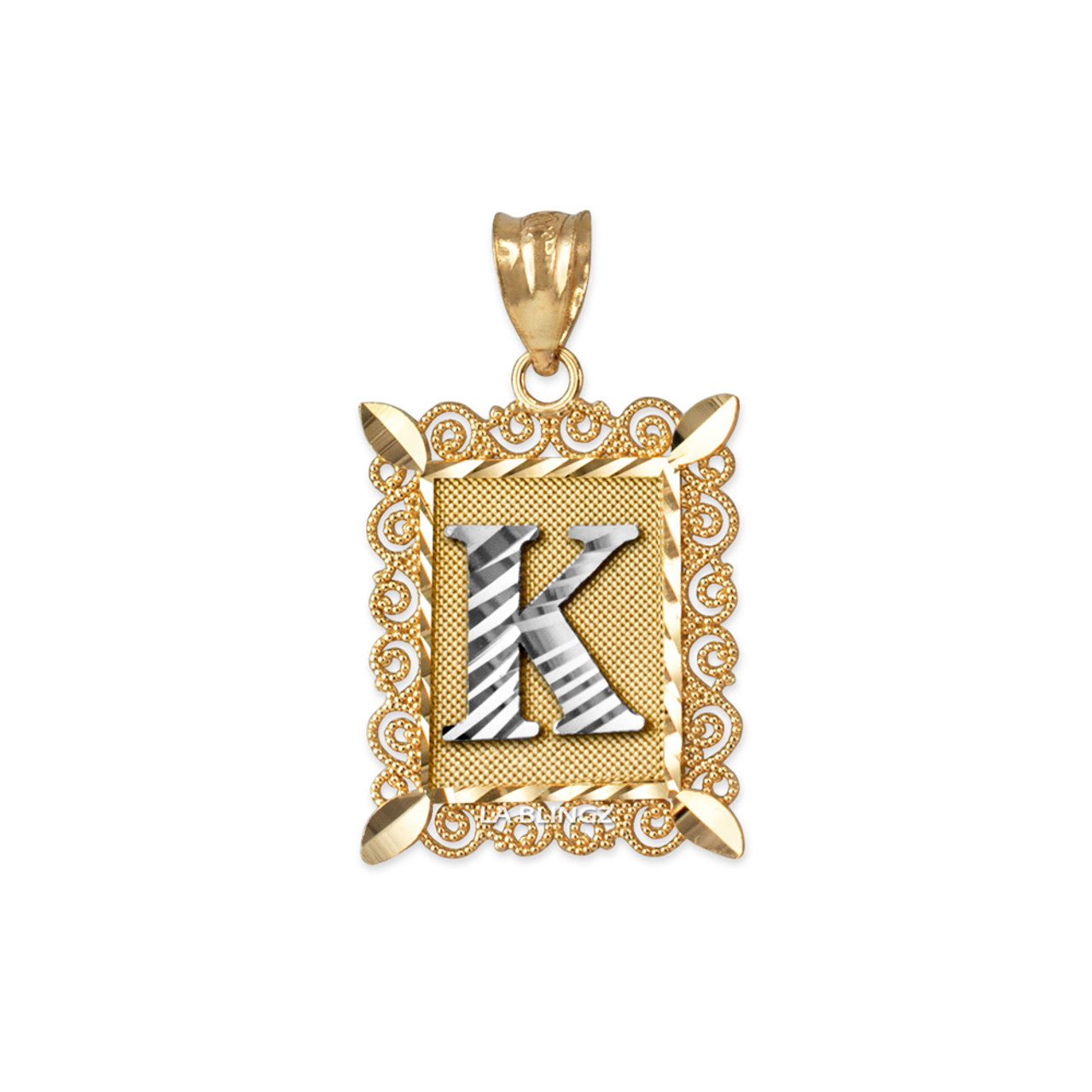 Buy K Initial Diamond Gold Pendant Necklace / Solid 14K Rose Gold / Letter  K Pendant and Chain Necklace / 16.5long Online in India - Etsy