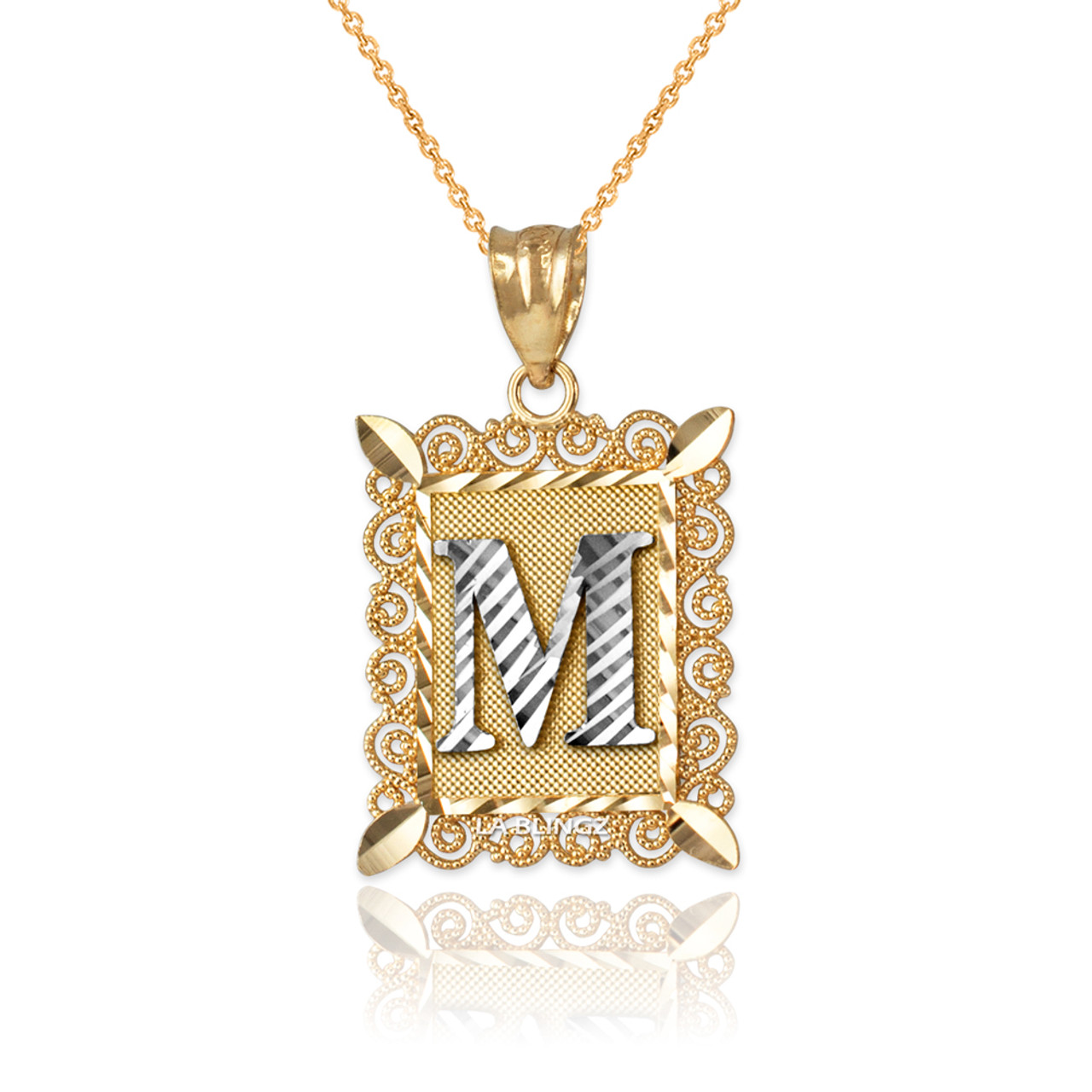 M Alphabet Gold Pendant